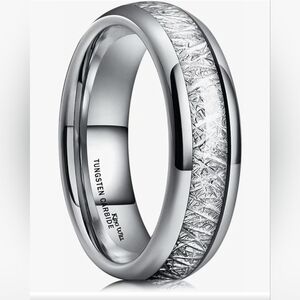 Men's Tungsten Carbide Silver Crystal Inlay Wedding Band